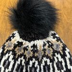 Free People  Chalet Fairisle Pom Beanie Hat Black/Gold Metallic‎ Combo One Size Photo 6