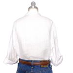Sigrid Olsen  Size M 100% Linen White Popover Blouse Shirt Collar Deep V Neck Photo 1