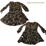 ALC Frank A.L.C. SILK “RORY” PALM LEAF PRINT BLACK & BROWN PLEATED SPLIT SLEEVE DRESS (2) Photo 11