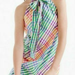 J.Crew Tie Neck Rainbow Gingham Dress Size 8 Plaid Preppy Bow Summer Photo 0