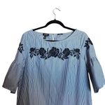 Jones New York Sundress Womens 8 Multicolor Stripe Floral Embroidered Dress Photo 1