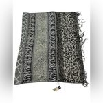 Apt. 9 NWT  black white neck scarf 68 x 27 fringe animal print Metallic Photo 0