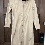 Blair  Tan Khaki Button Up 100% Cotton Midi Dress Size Small Photo 0