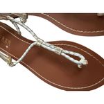 Ralph Lauren LAUREN  White Silver Leather Gladiator Sandals Size 9.5 Photo 4