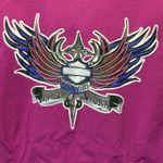 Harley Davidson Womens Short Sleeve Shirt Size L Pink Button Up Y2K Woven Wings Size L Photo 5