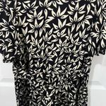 Orvis  Women’s Formal Midi V neck Tie back Black beige neutral leaf dress medium Photo 3