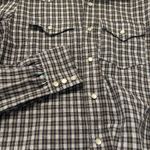 Anthropologie Greyson Western Plaid Pearl Snap Puff
Sleeve Shirt Size Large. EUC Gray Photo 1