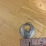 Vintage Egyptian Goddess Isis Pewter Dangle Earrings Winged Boho Gray Photo 3