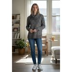 Rafaella Cowl Neck Black & Grey Marbled Cozy Sweater size Medium Photo 13