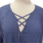 American Eagle 🎈  Outfitters AEO Boho Blue Tunic Top Size Small Lace Up Front Photo 2