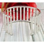 Cute Silver Tone Wide Bar Bangle Cuff Bracelet One Size Form to Fit Photo 9
