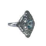 10K White Gold 1.0CT Blue Topaz & Real Diamond 2.9G Women’s Ring size 8 Photo 2