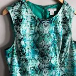 Liz Claiborne  Turquoise Snakeskin Print Sheath Dress 18 Curvy Fit Cotton Blend Photo 2
