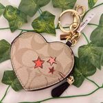 Coach Heart Pouch Bag Charm In Signature Canvas With Heart And Star Print ck071 Photo 1