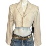 H:ours Gray Crop Tweed Blazer MEDIUM Bolero Padded Shoulder Revolve Designer NEW Photo 4