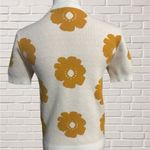 Daisy Print Sweater Short Sleeve Retro Cottagecore Indie Nostalgic S Orange Photo 2