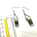 Silver tone rectangular chain drop earrings Photo 5