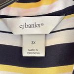 CJ Banks Shirt Striped Long Sleeve Blouse Hi Low Yellow Blue White Women Plus 3X Photo 4