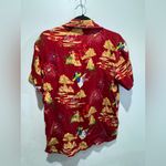 Disney  Princess Mulan Fireworks Red Scenic Woven Button-Up Photo 4