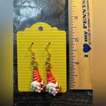 Christmas Gnome Holding Candy Cane Dangle Pierced Earrings Green And Red New Photo 2