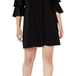 Gabby Skye Womens  Black Floral Mixed Media Ruffled Sleeve Dress - Sz 12 Photo 0