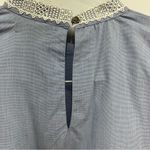 Banana Republic  medium Blue Linen White Lace Blouse Top Photo 4