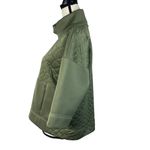 Calia Medium Crop Sweatshirt Quilted Pullover Funnel Neck 3/4 Sleeves Pocket Green Photo 4