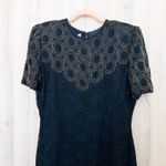 VTG JMC Womens Silk Beaded Dress Size 14 BlackArt Deco Cocktail Gatsby Glam Black Photo 1