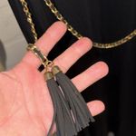 Calvin Klein maxi dress black gold toned tassel belt small soft Photo 2