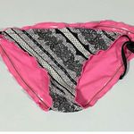 Lace Polka Dot Striped Bikini Bottoms Bathing Suit Size S 🖤🤍 Black Photo 0