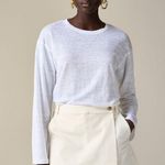J.Crew New Relaxed Linen Long Sleeve T-Shirt in White, Size Large Photo 0