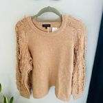 1. State  Fringe Sleeve Sweater Top, Size Small (4-6), Tan, Wild Oak, Cozy, NWT Photo 4