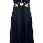 Vintage 70s De Weese Swim Dress Halter Mod Maxi Black Gold Rhinestone Size 9/10 Photo 0