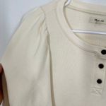 Madewell  Cream Puff Sleeve Henley Sweatshirt Pullover Top Womens Size L Photo 4