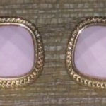 Gold‎ and lavender square stone earrings Photo 0