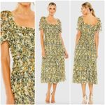 Mac Duggal  8232 Short Sleeve Micro Ruffle Tea Length Dress Size 16 C0 Photo 1