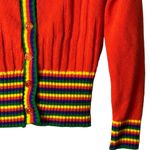 Vintage Starlight Trading Inc Rainbow Striped Button Cardigan 100% Acrylic Korea Red Size M Photo 7