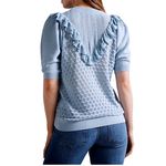 Ted Baker  Bernise Ruffled‎ Pointelle Knit Top Women's 2 Blue Career Dainty Fairy Photo 1