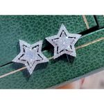 Boutique Sparkling Bling Star Earrings |‎ Simulated Diamond Rhodium 925 Sterling Silver Photo 6