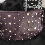 Studded Purse with Tassel, Purple, Silver Photo 8