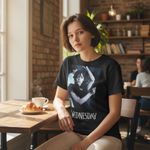 Old Navy Wednesday Addams Graphic Tee – Black Goth Dance Scene Photo 2