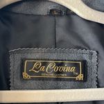 Vintage 90s Ladies Black Leather Trench Coat Full Length Long Large 80s Mob Wife Photo 1