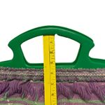 Vintage Novelty Woven Hand Bag Purple Green Lucite Handle Photo 7