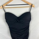 La Blanca Core Solid Bandeau One Piece Shirred Swimsuit Black Size 12 Photo 4
