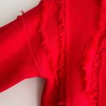 ontwelfth Red Fringey Sweater, Bright Red Knit Crewneck Sweater, Size Medium Photo 6