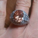 Simulated Champagne Color and White Diamond Brass Ring (Size 7) Photo 4