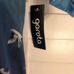 NWT Garota Blue Teal Crane Print Wide Leg Jumpsuit Medium Resortwear Open Back Photo 5