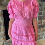 Love Shack Fancy  Jaislyn Cherry pink crochet-trimmed polka-dot mini NWT Photo 1