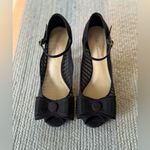 Lulu Townsend  Black Mesh Bow Pointed Toe Ankle Strap High Heels Sz 8 Photo 2