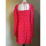 And other stories Red Floral flowy Long Sleeve Tie Front Mini Dress 12 boho Y2K Photo 2